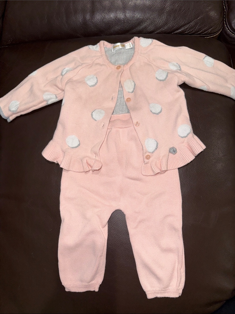 Mayoral 100% cotton two piece knit set baby girl 6/9 months